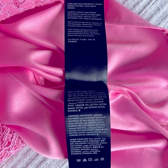 Bebe Mix Lace Cutout Top Pink XXS - Picture 7 of 7